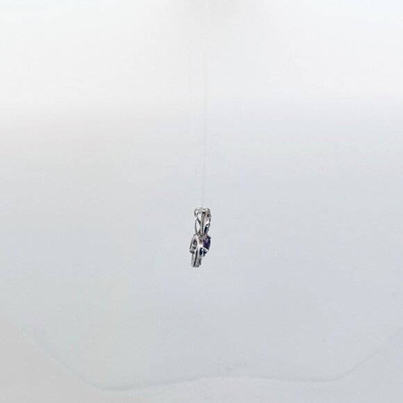 Sterling Silver 925 Heart Pendant with Amethyst Gemstone & CZ Accents Estate - Picture 2 of 9